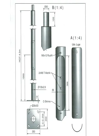 Cylindriske master topmonteret